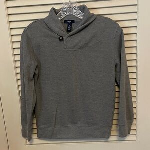 GAP Men's Gray Zip-Up Hoodie with Button Neck